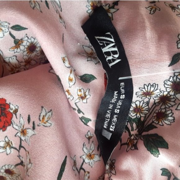 Zara Pink Rose Crop Puff Sleeve Blouse S Bloggers Favorite - Picture 5 of 5